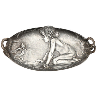 Посеребренный поднос в стиле Ар-Нуво