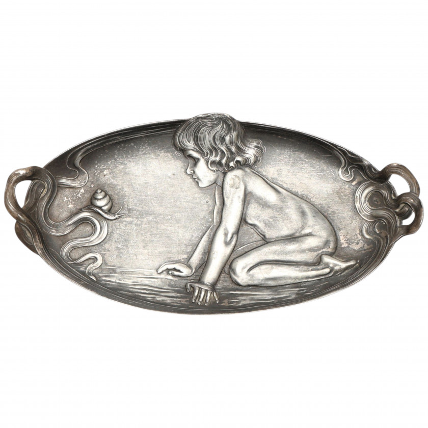 Посеребренный поднос в стиле Ар-Нуво