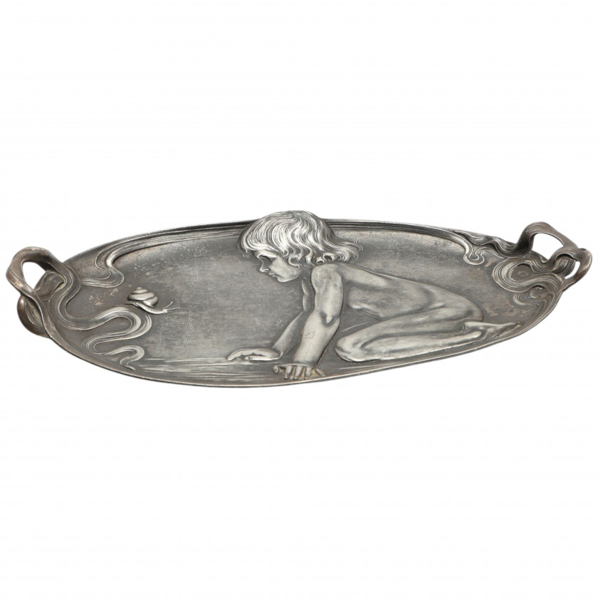 Посеребренный поднос в стиле Ар-Нуво