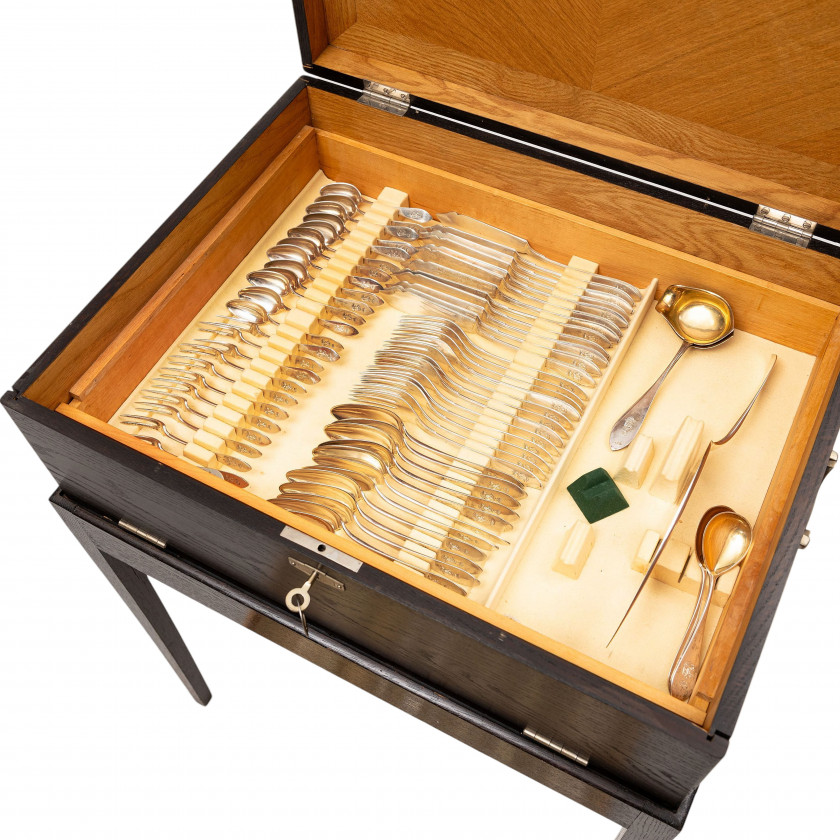 Silver flatware set for 12 persons