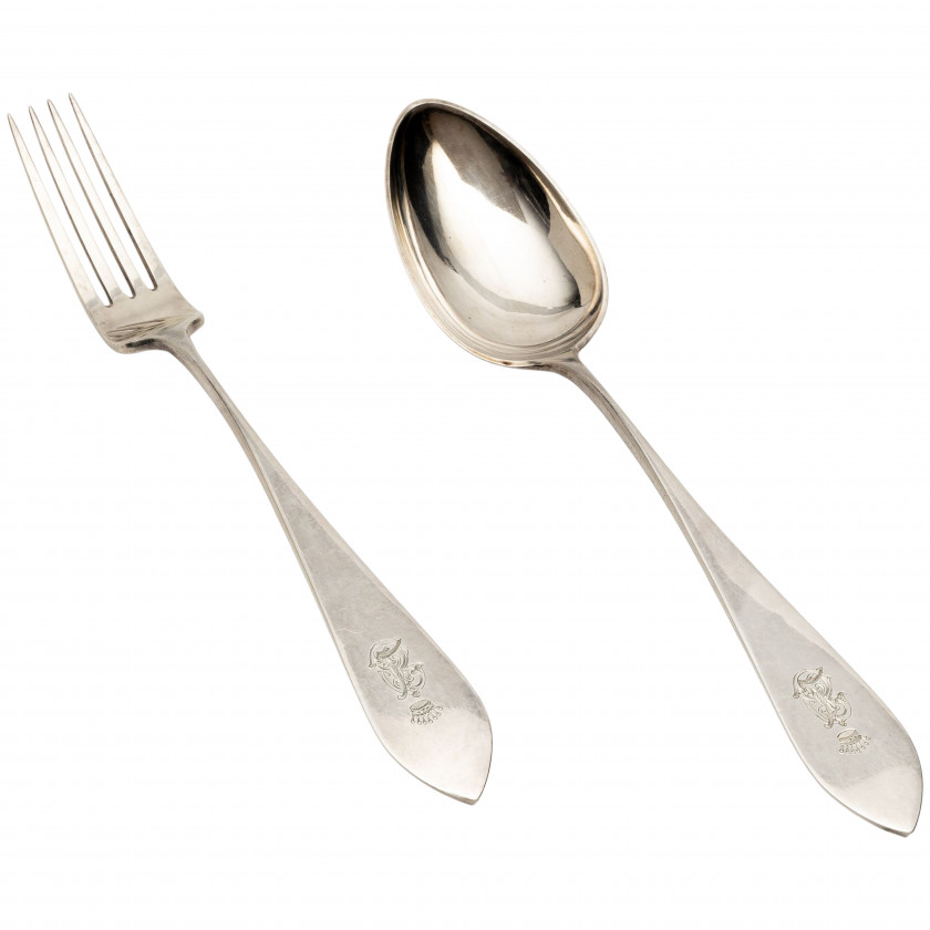 Silver flatware set for 12 persons