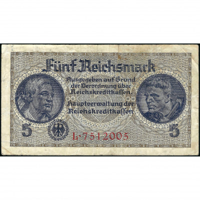 5 Рейхсмарок, Оккупированные территории Герма...