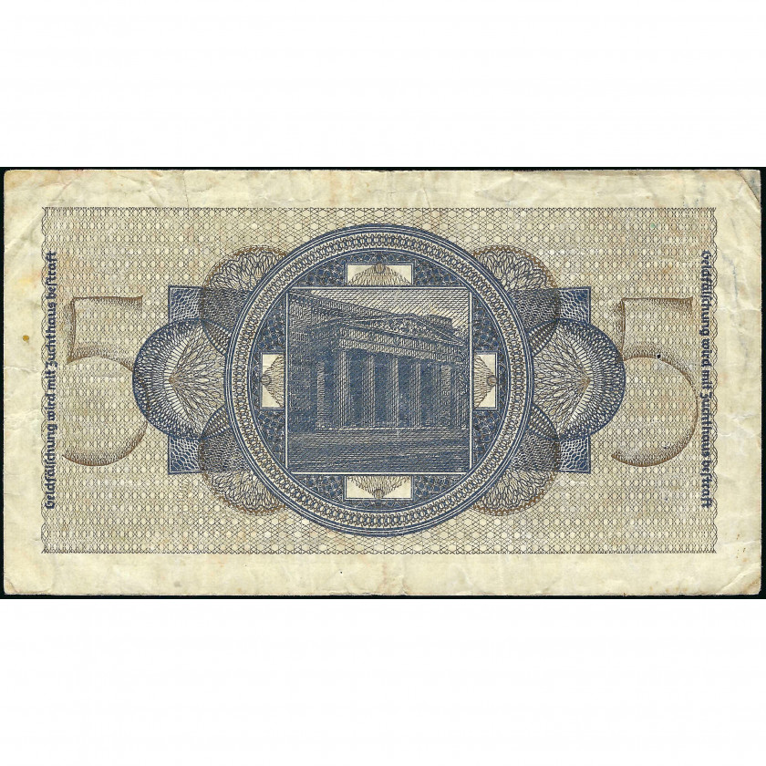 5 Рейхсмарок, Оккупированные территории Германии - Вторая мировая война, 1940-45 (F), Pick R138a