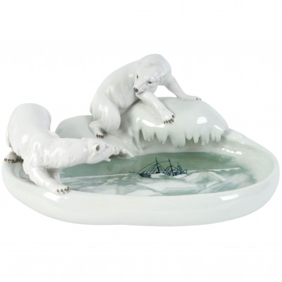 Фарфоровая чаша "Два белых медведя"