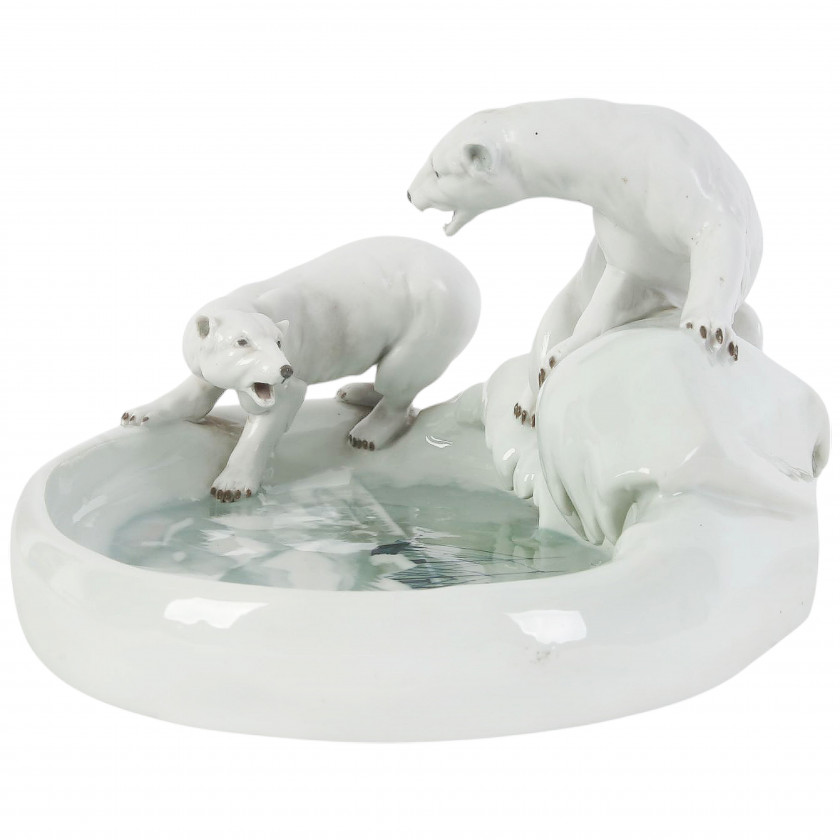 Фарфоровая чаша "Два белых медведя"