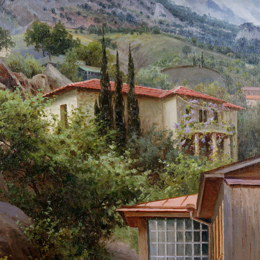 Картина "Крымский пейзаж, Алупка"