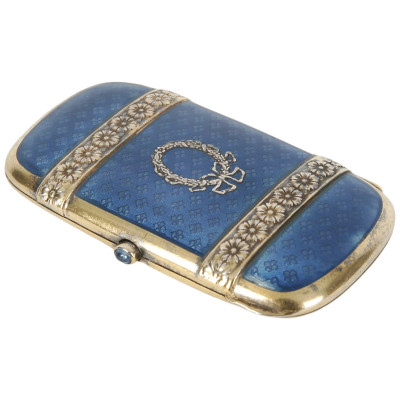 Маленький серебряный дамский портсигар с эмал...