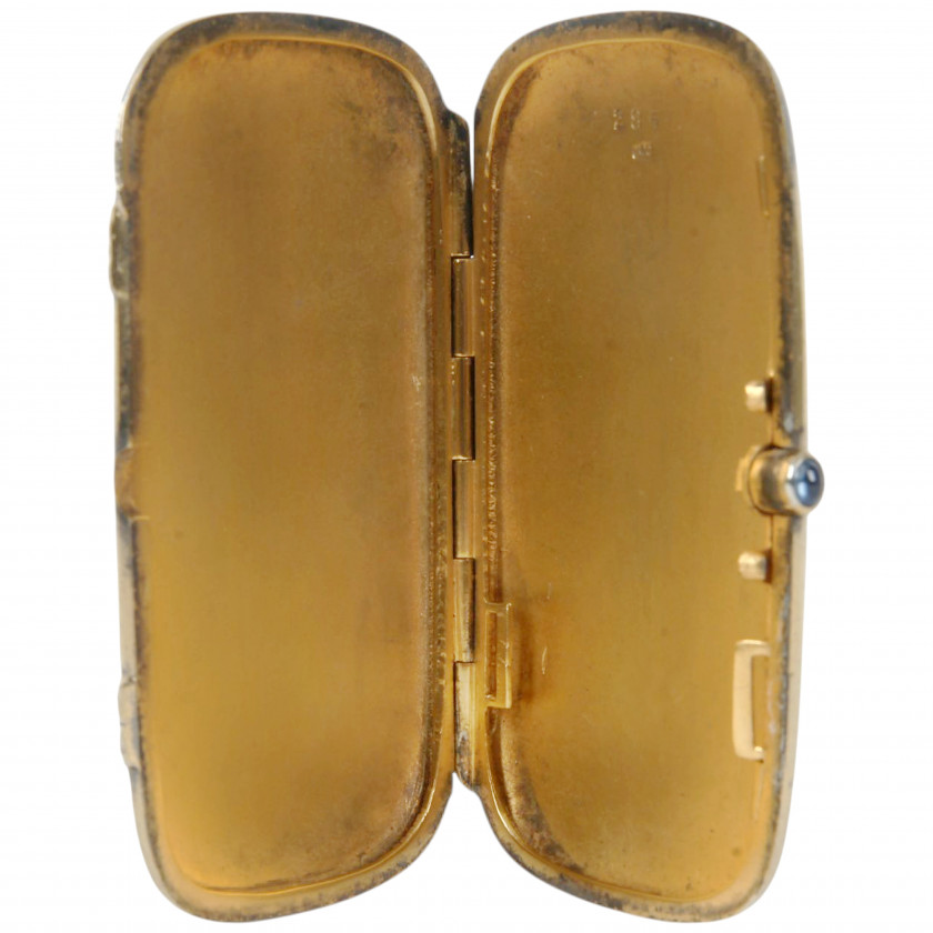 Маленький серебряный дамский портсигар с эмалью