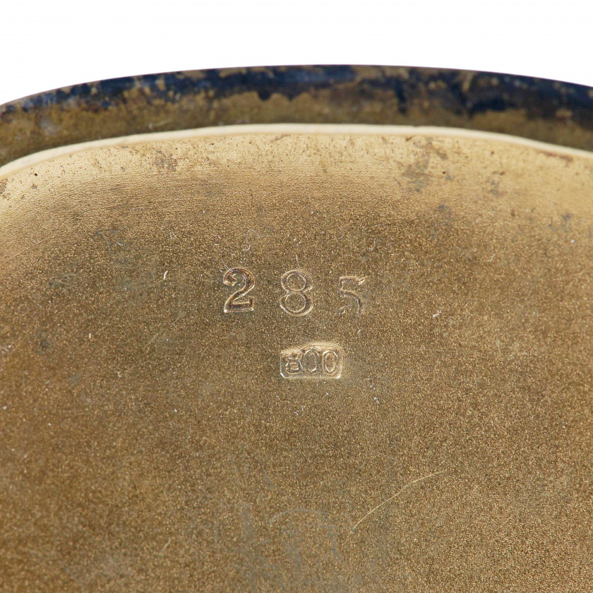 Маленький серебряный дамский портсигар с эмалью