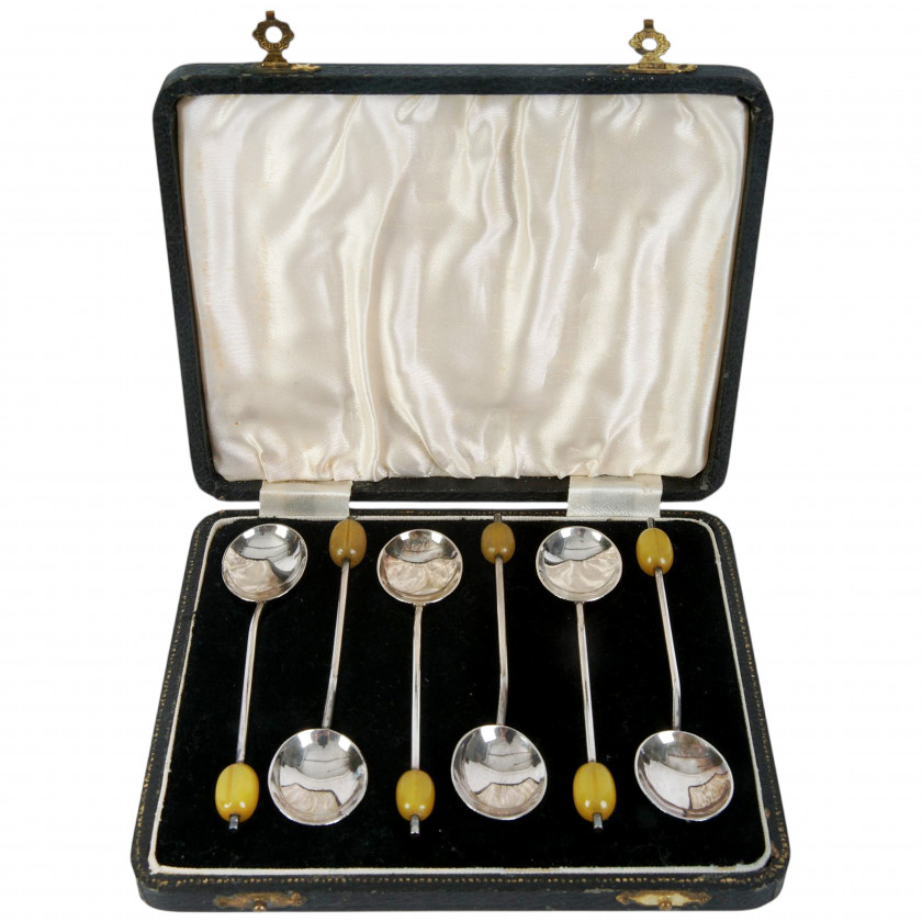 Набор серебряных кофейных ложек, 6 шт.