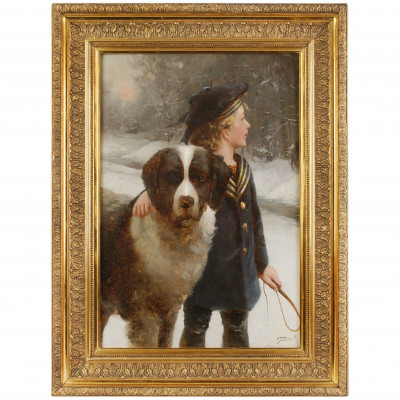 Картина "Мальчик с собакой"