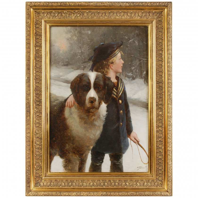 Картина "Мальчик с собакой"