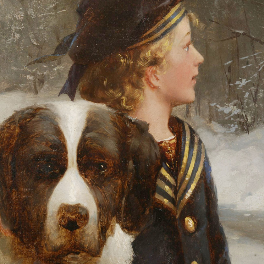 Картина "Мальчик с собакой"