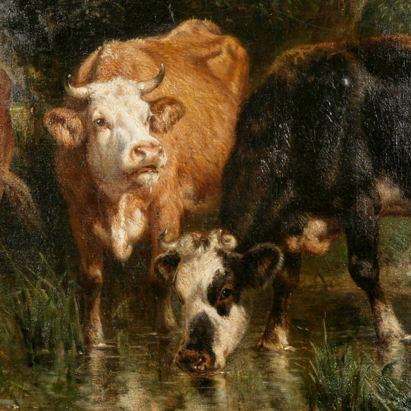 Картина "Коровы у водопоя"