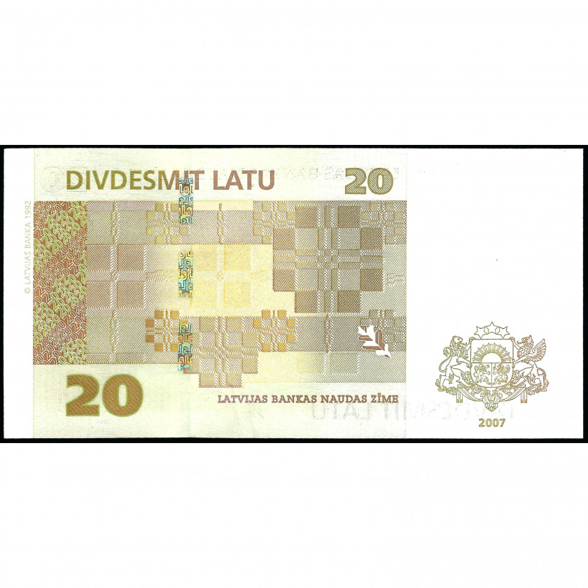 20 Лат, Латвия, 2007 г. (UNC), Pick 55a