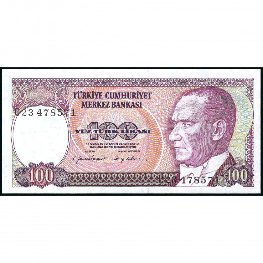 100 Лир, Турция, 1970 (1984) (UNC), Pick 194a