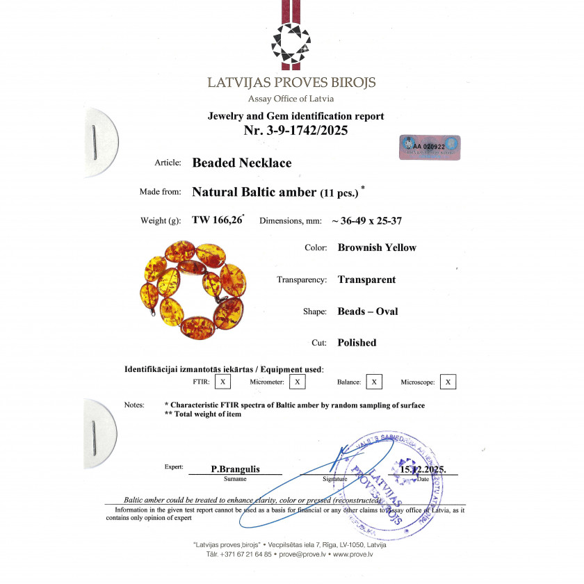 Kaklarota no dabīgā dzintara