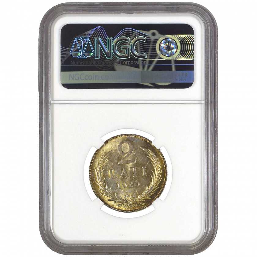Coin in NGC slab "2 Lati 1926, Latvia, MS 64", KM 8