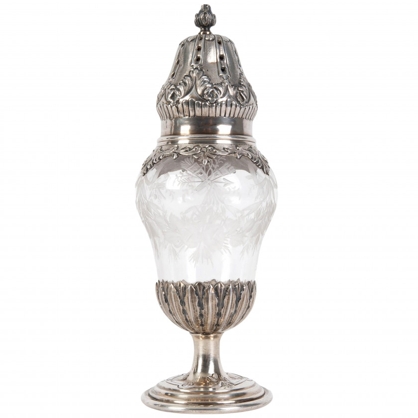 Silver and glass sugar shaker