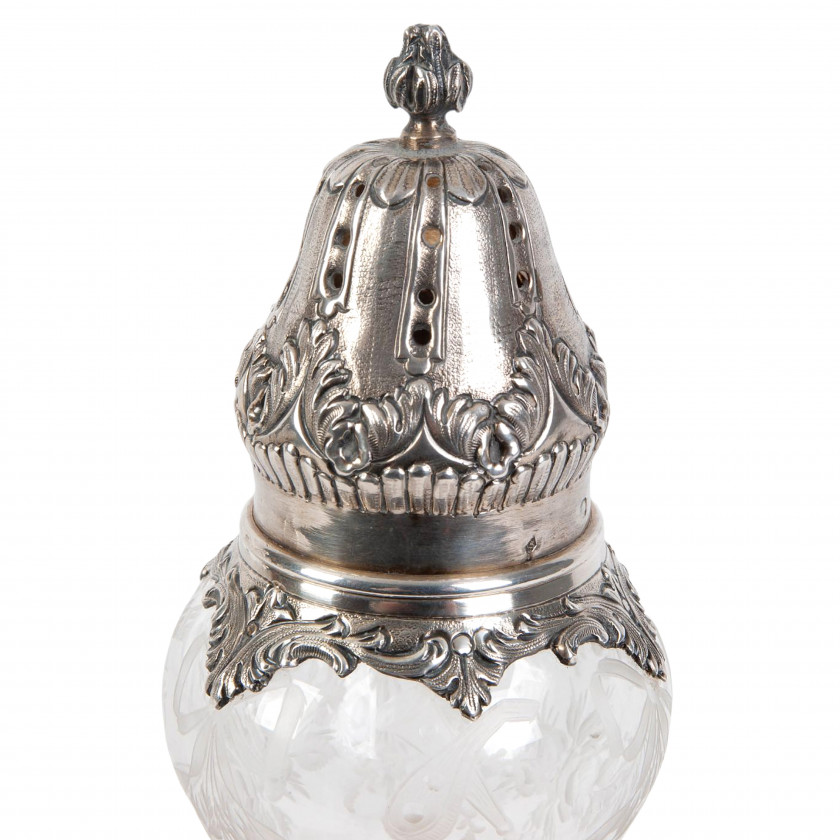 Silver and glass sugar shaker