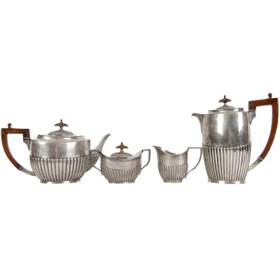 Silver four-piece tea and coffee set