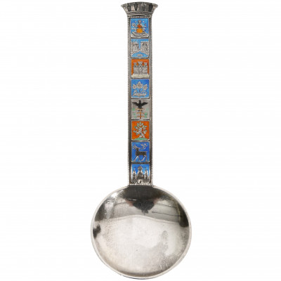 Silver enamel souvenir spoon from Norway
