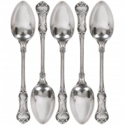 Set of silver teaspoons, 5 pcs.