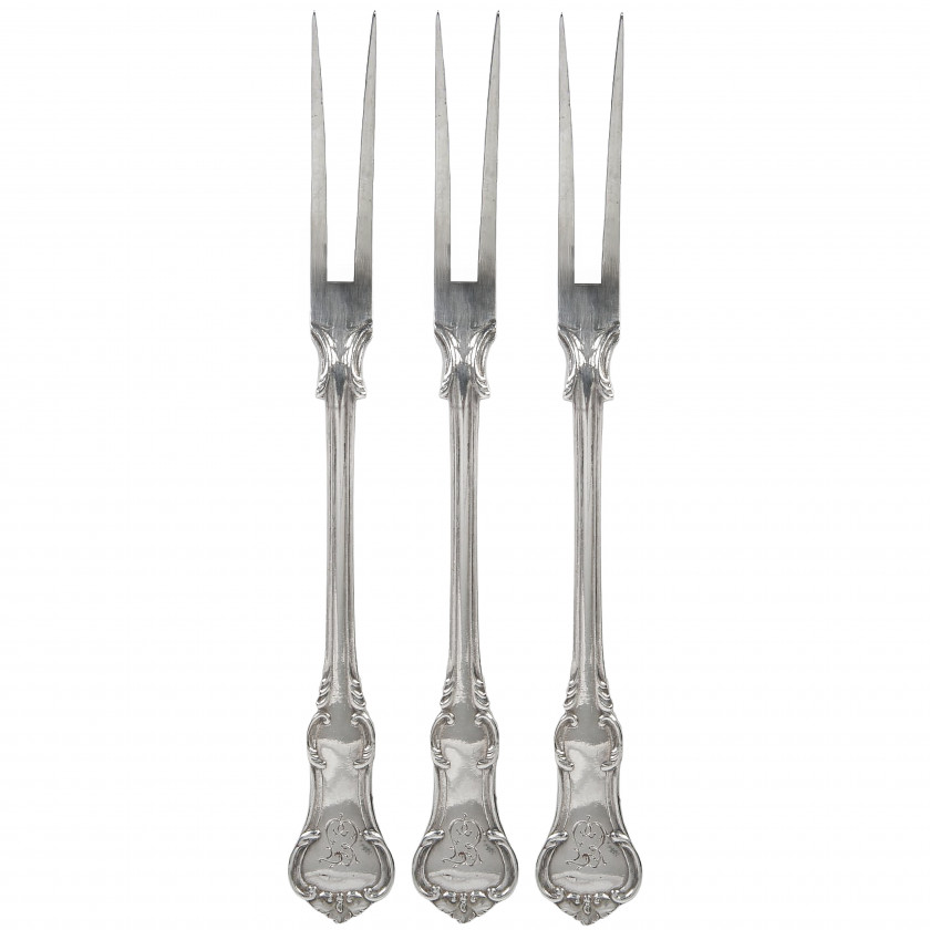 Set of silver forks for snacks, 6 pcs.