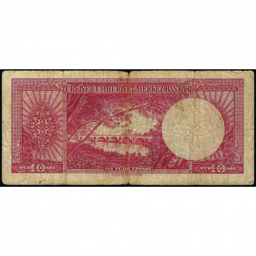 10 Lira, Turkey, 1930 (1952) (VG), Pick 157a
