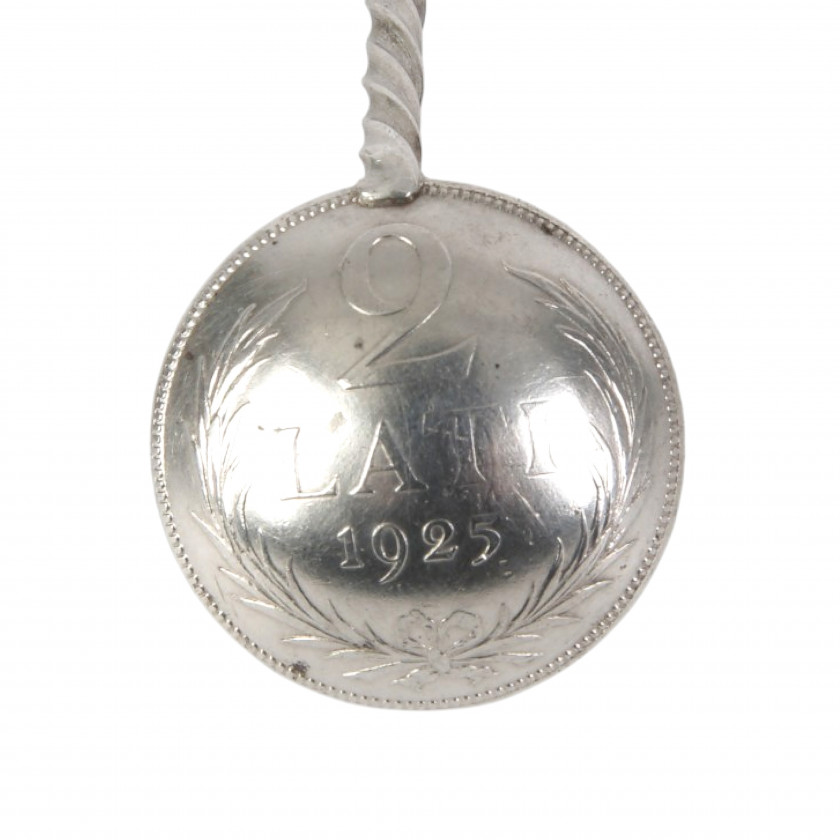 Silver spoon from coin "2 Lati 1925"