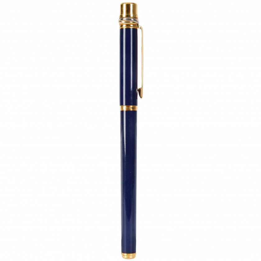 Pen "Must de Cartier Trinity Blue Lacquer & Gold Ballpoint Pen"