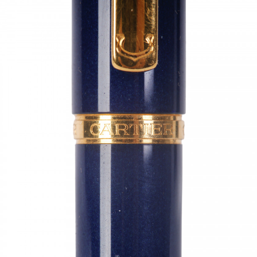 Pildspalva "Must de Cartier Trinity Blue Lacquer & Gold Ballpoint Pen"