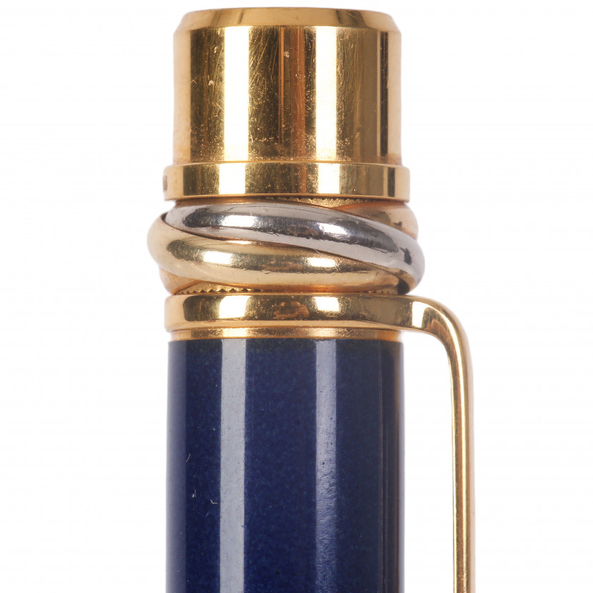 Pildspalva "Must de Cartier Trinity Blue Lacquer & Gold Ballpoint Pen"