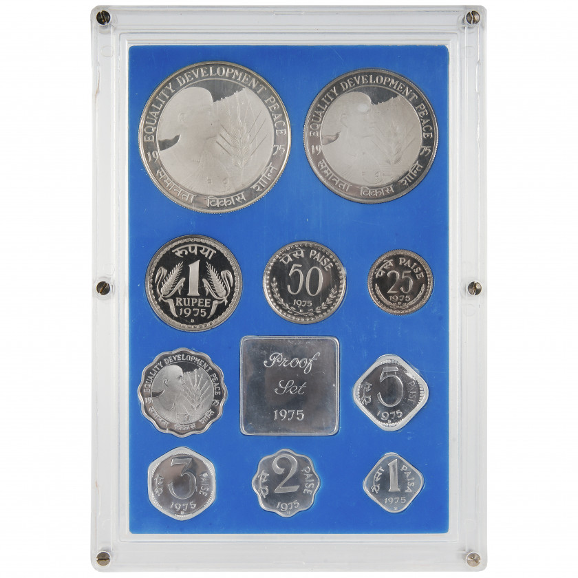 Indijas Republikas 1975. gada Proof monētu komplekts - Bombejas monētu kaltuve