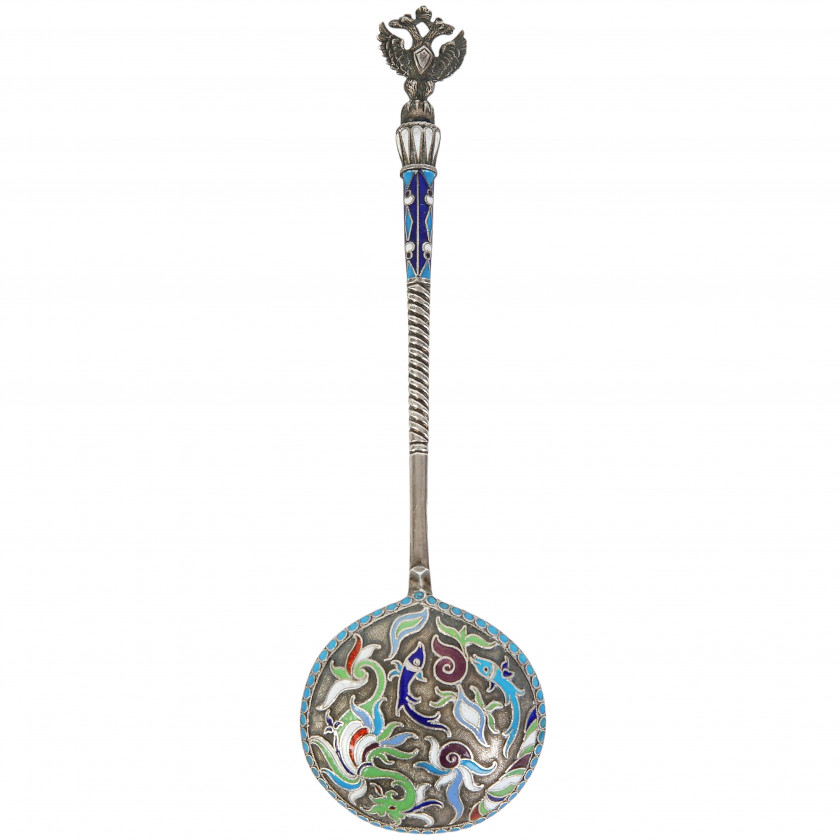 Silver spoon with enamel