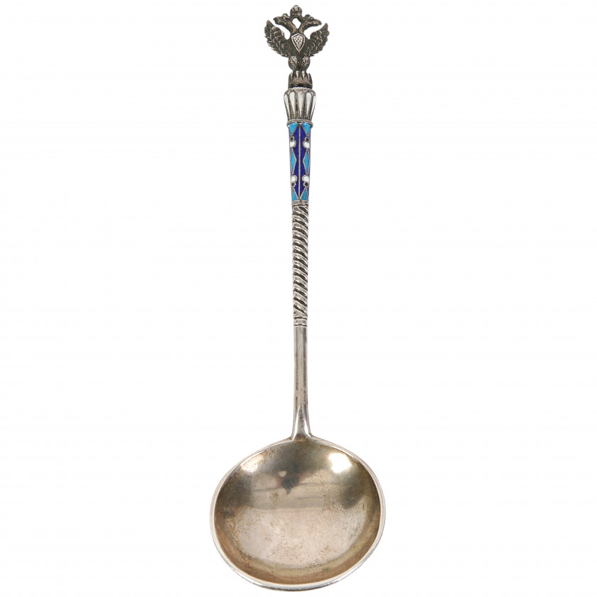 Silver spoon with enamel