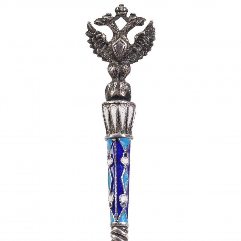 Silver spoon with enamel