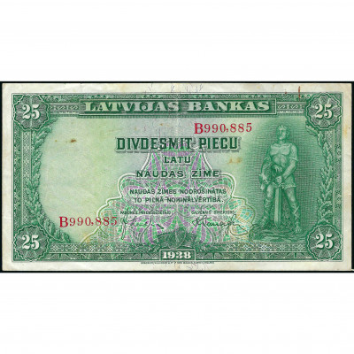 25 Latu, Latvia, 1938 (XF), Pick 21a