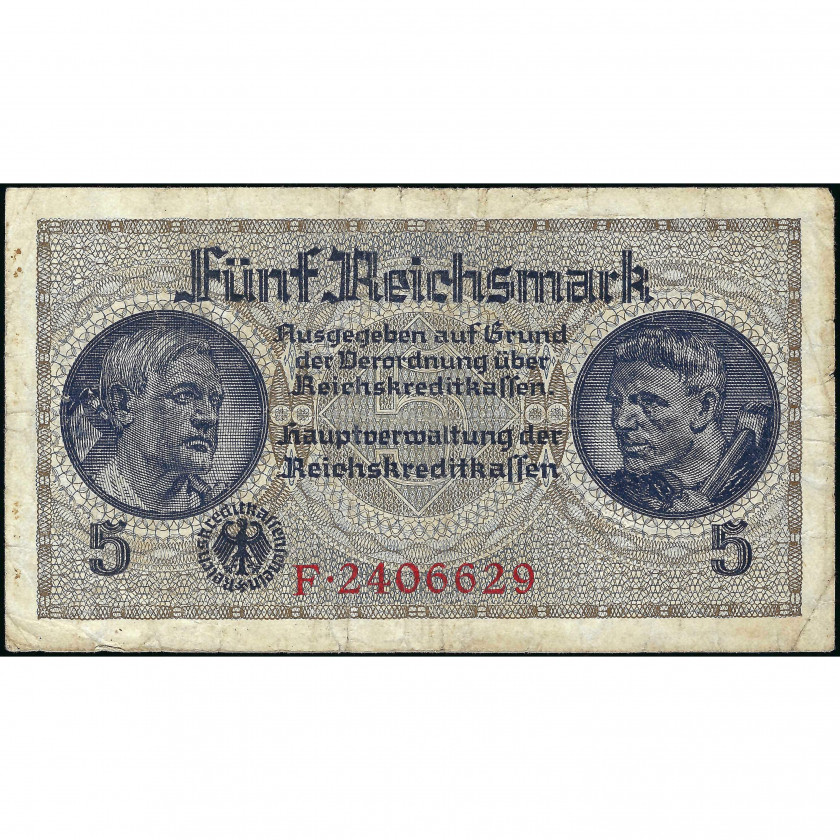 5 Reichsmark, German Occupied Territories - WWII, 1940-45 (F), Pick R138a