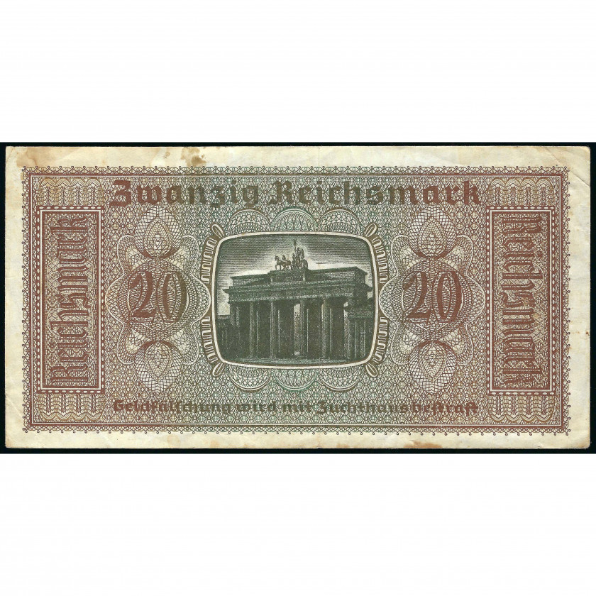20 Рейхсмарок, Оккупированные территории Германии - Вторая мировая война, 1940-45 (VF), Pick R139