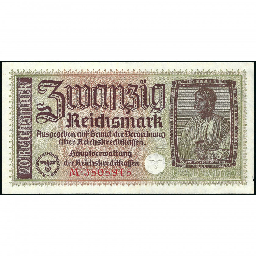 20 Reihsmarkas, Vācijas okupētās teritorijas – Otrā pasaules kara laikā, 1940-45 (AU), Pick R139