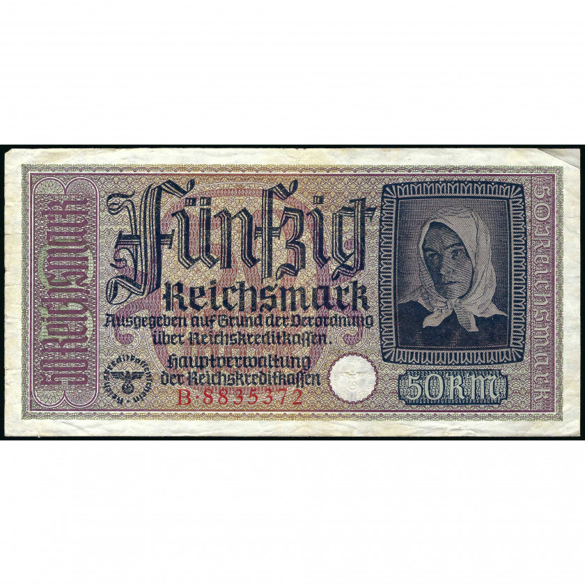 50 Reihsmarkas, Vācijas okupētās teritorijas – Otrā pasaules kara laikā, 1940-45 (XF-), Pick R140