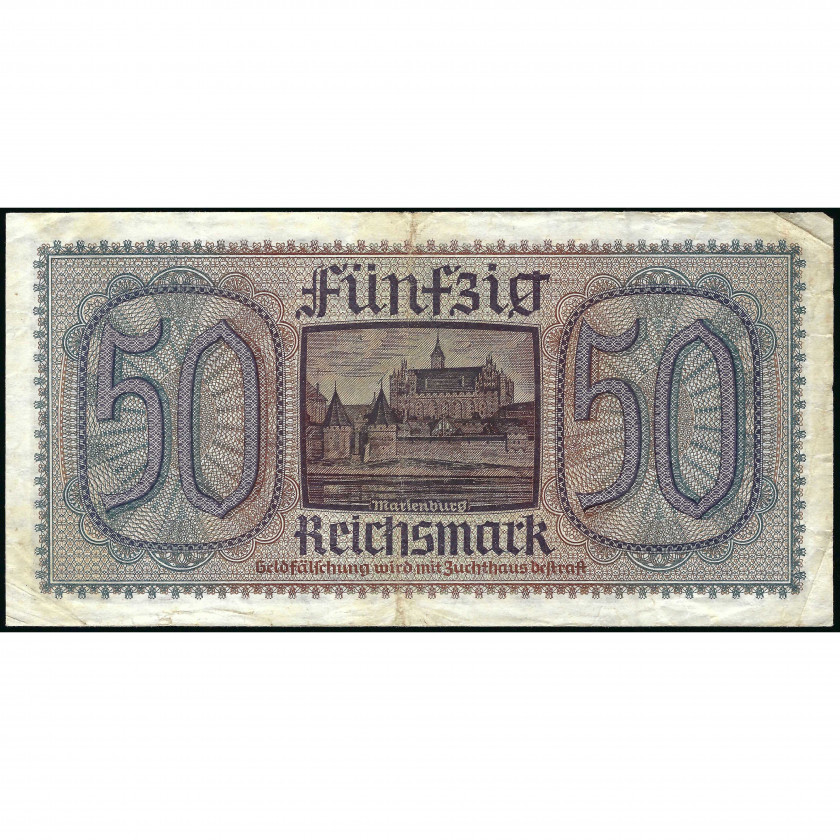 50 Reihsmarkas, Vācijas okupētās teritorijas – Otrā pasaules kara laikā, 1940-45 (XF-), Pick R140