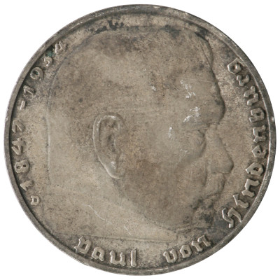 2 Reichsmark 1938 (D), Germany (XF), KM 93