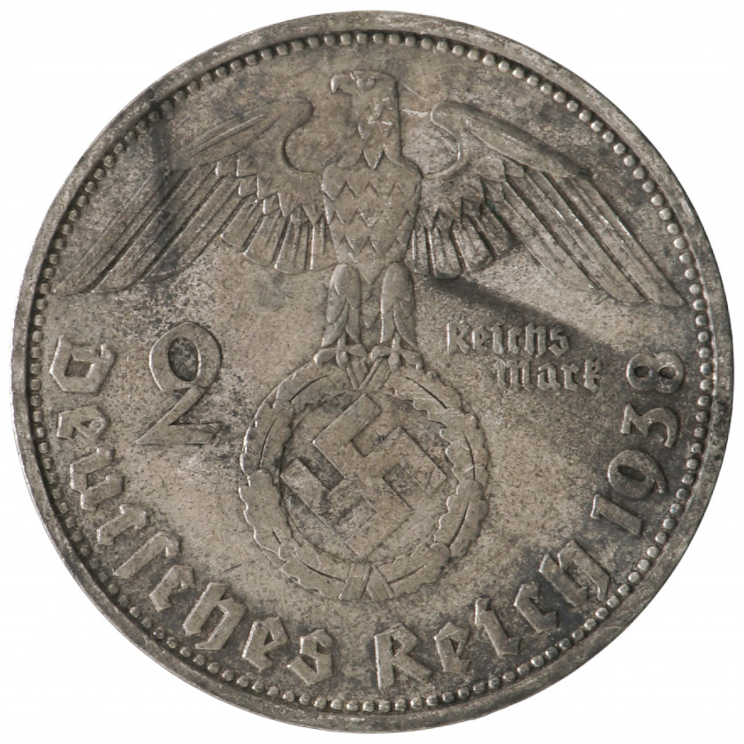 2 Рейхсмарки 1938 (D), Германия (XF), KM 93
