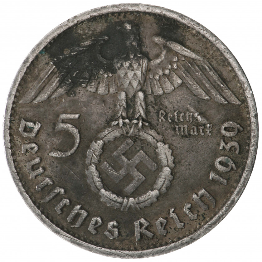 5 Reichsmark 1939 (G), Germany (F), KM 94