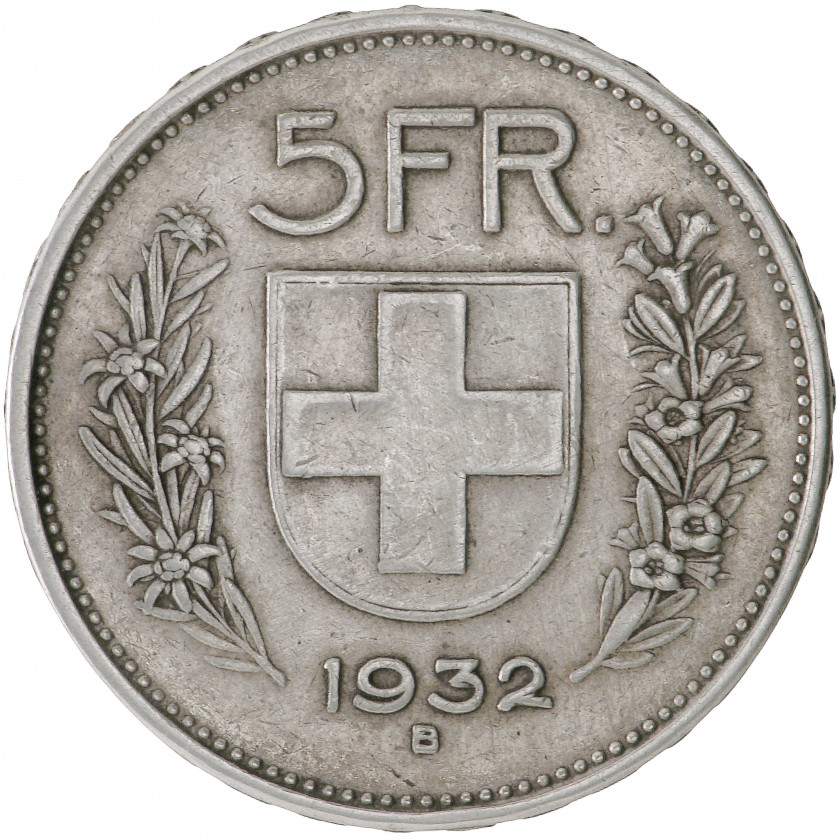 5 Франков 1932 (B), Швейцария (VF), KM 40