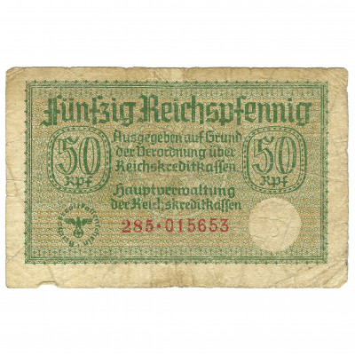 50 Reichspfennig, nacistiskās Vācijas okupētā...