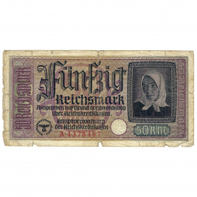 50 Reichsmark, nacistiskās Vācijas okupētās t...