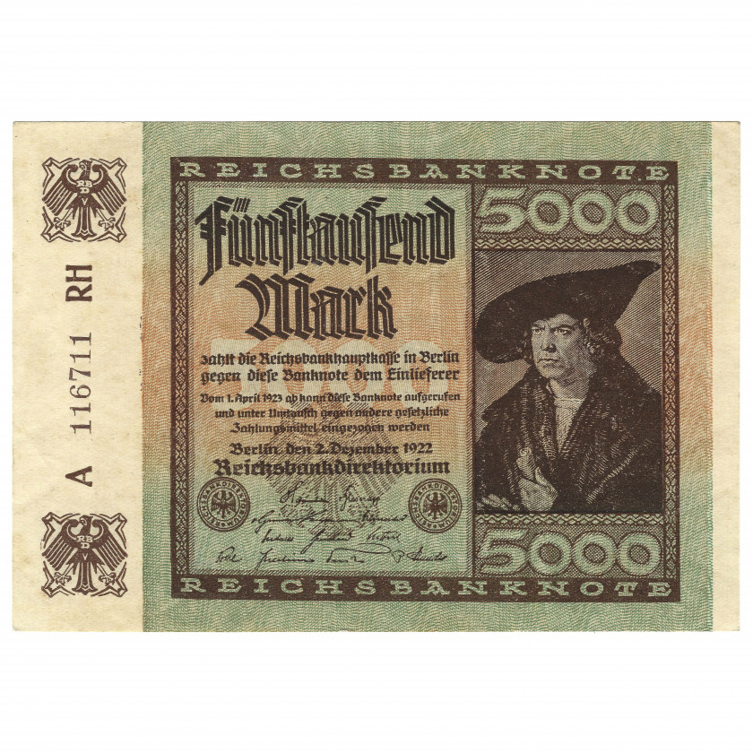 5000 Markas, Vācija, 1922 (UNC)